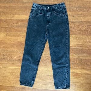 High waisted faded black mom jeans